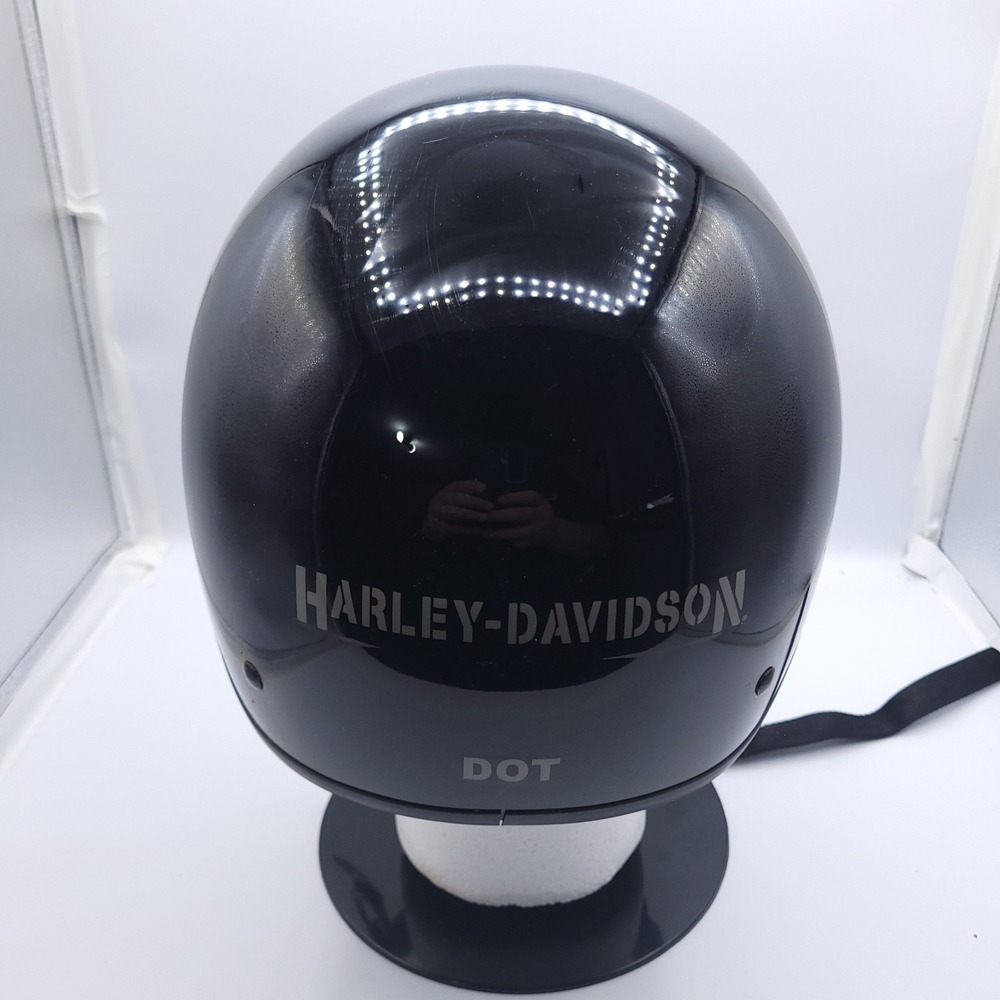 Harley Davidson Motorcycles Half Helmet Size XL  61-62 CM Black W Red Black Bag